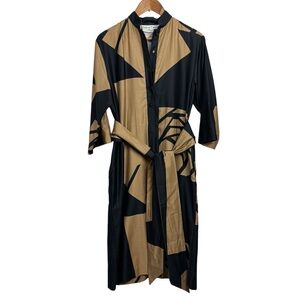 VTG Penthouse Gallery Catherine Ogust Black and Tan Geometric Patterned Dress